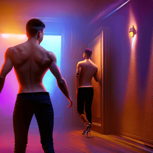 AI generated: Nightclub with magic portal forcefully pulling an arrogant and annoyed club goer nick into a strange...