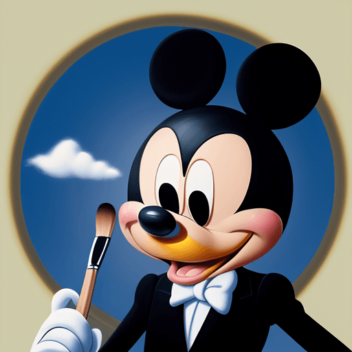 AI generated: Mickey Mouse as a Magritte paint. Brushes 
