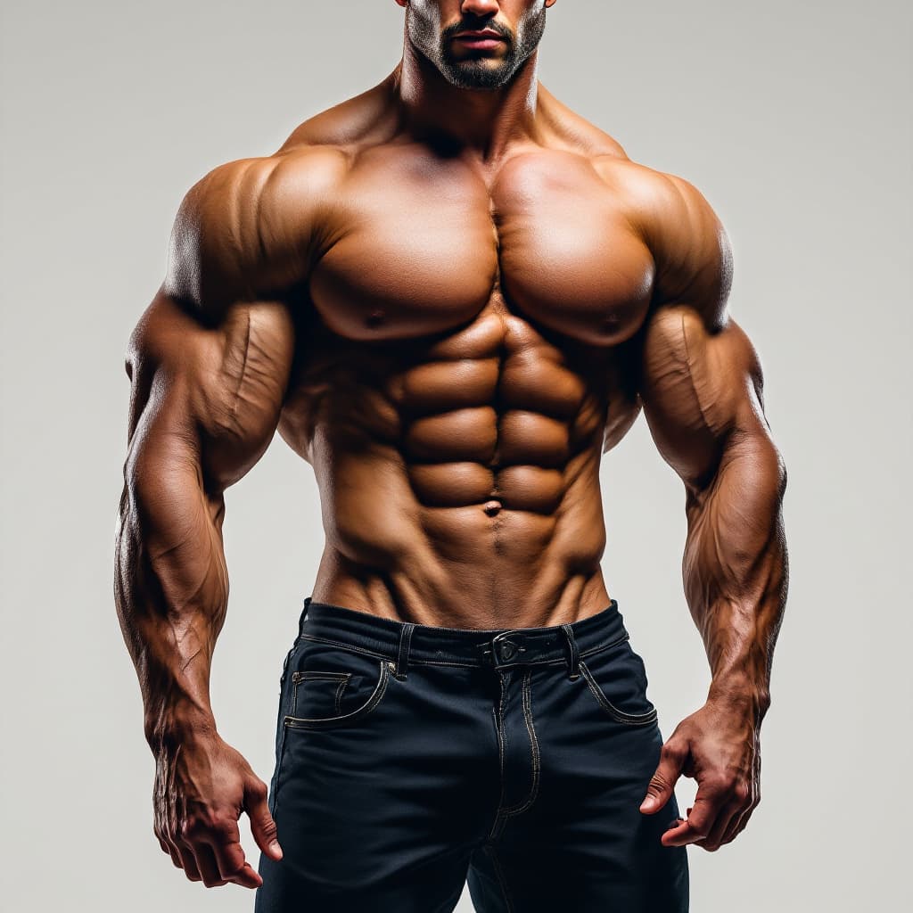 AI generated: full body, six pak abs, muscular