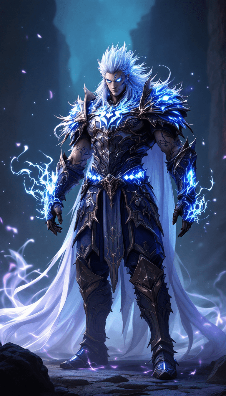 AI generated: final fantasy, male, warrior, fantasy big beautifull full body fantasy rpg armor with extrem many de...