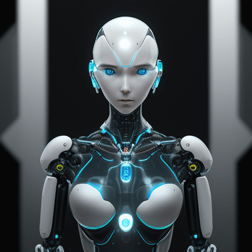 AI generated: Transparent Elegant Anime Futuristic Android Humanoid Robot, Cyberpunk Artificial Intelligence Movie...
