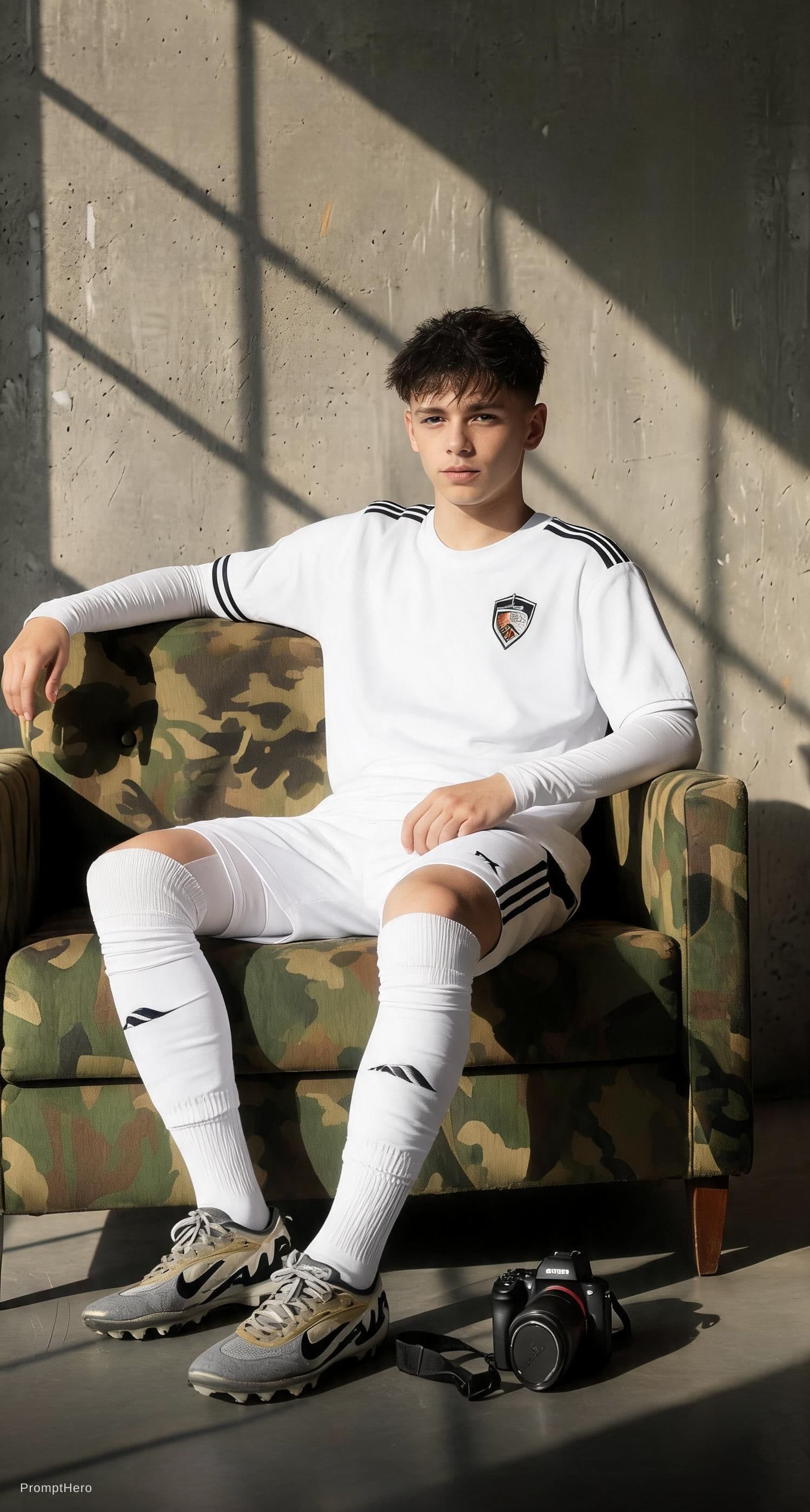 AI generated: I want the same photograph of the black boy in the Manchester City kit, but changing the boy to the ...