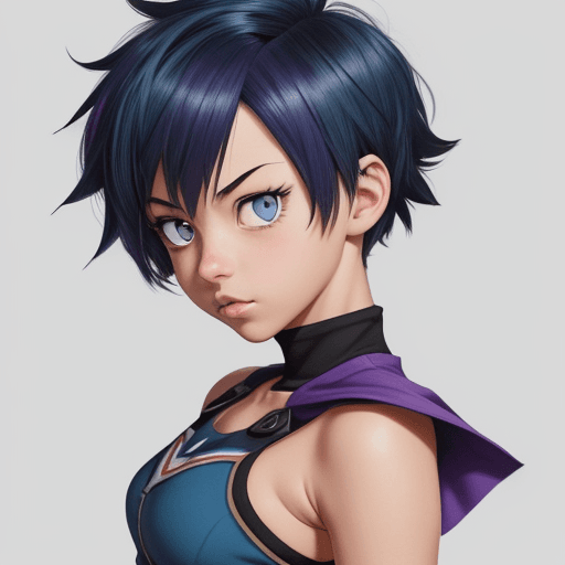 AI generated: "boku no hero academia" "My hero academia style" (a thin girl, with light tan skin color, bright blu...