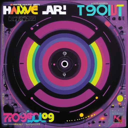 AI generated: early techno rave music LP art inspired by early the 90s 