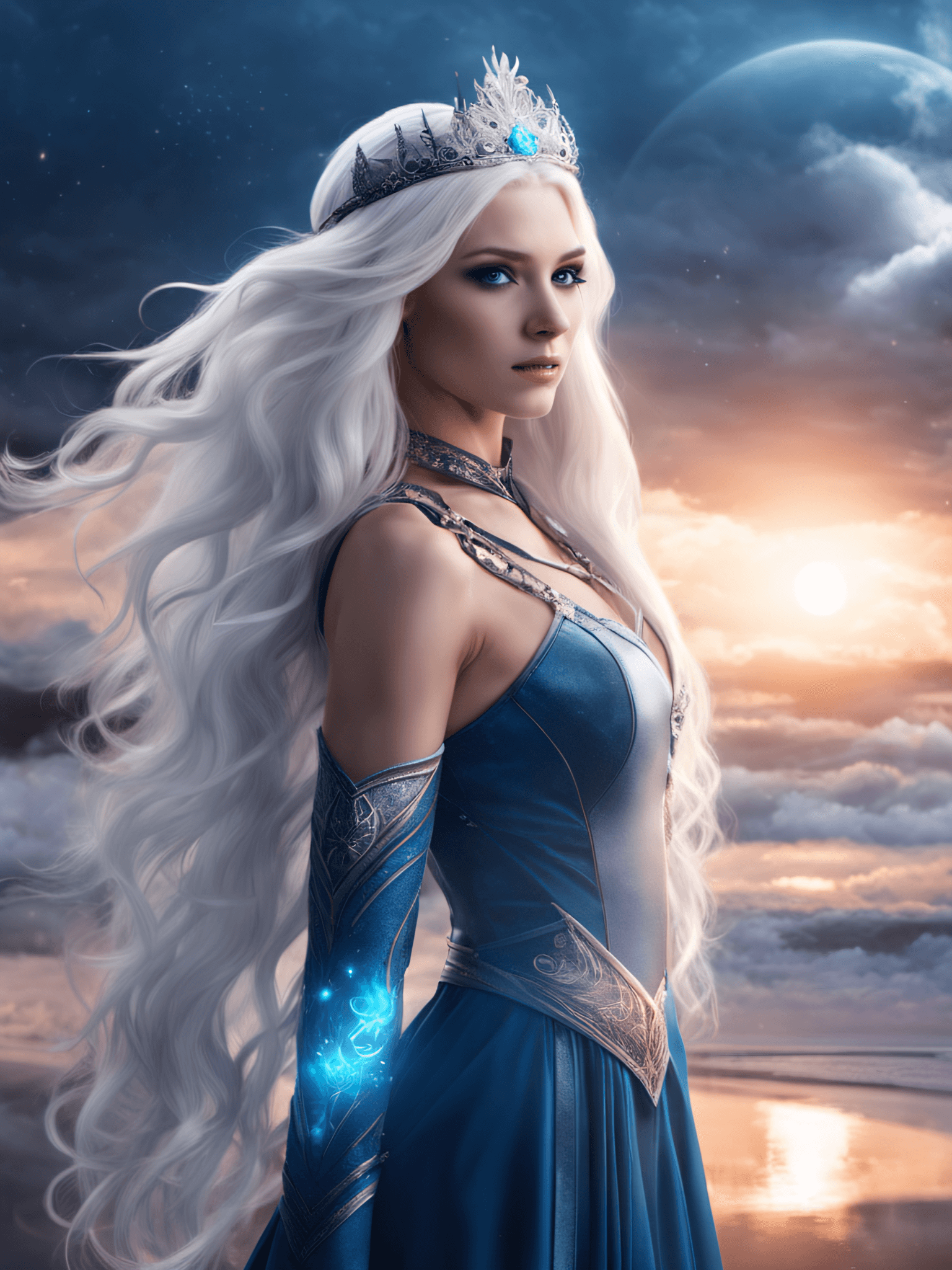 AI generated: cinematic photo A beautiful young 15 year old ((British)) Water elemental with light skin and a beau...
