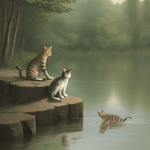 AI generated: a cat is fishing