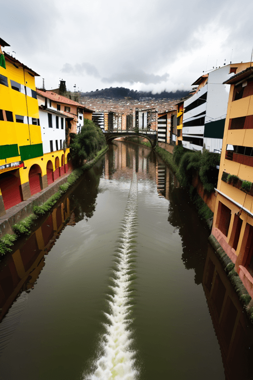AI generated: High quality photography of a river in good condition in the city of Bogota