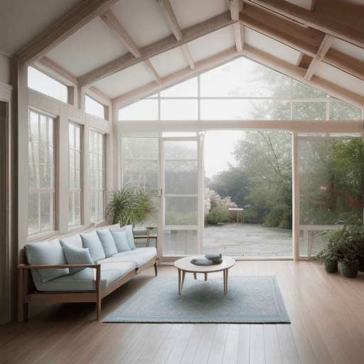 AI generated: High resolution photography interior design, dreamy sunken living room conversation pit, wooden floo...