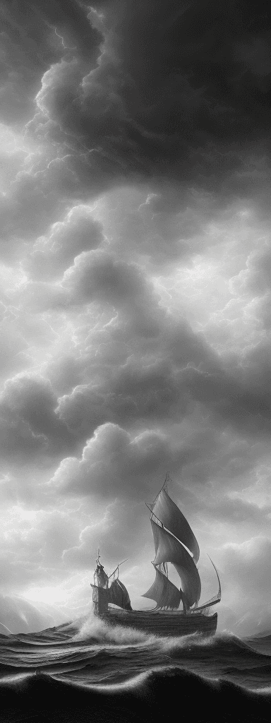 AI generated: monochrome, A real photographic landscape painting with incomparable reality,Super wide,Ominous sky,...