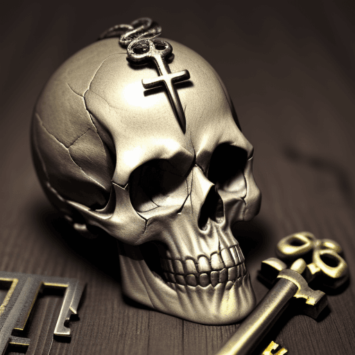 AI generated: antique key piercing the skull
