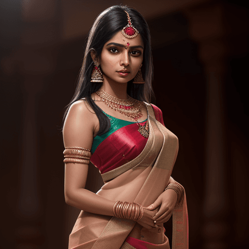 AI generated: Indian woman dressed saree, (((full body visible) )), looking at viewer, portrait, photography, deta...
