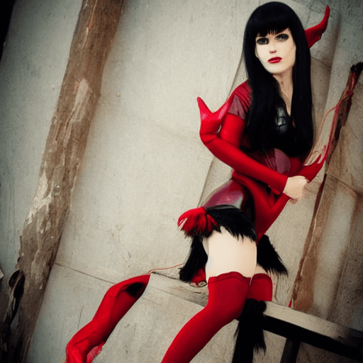 AI generated: 
Vampirella Ella Normandy from Warren Publishing, beautiful charismatic girl, athletic body, gorgeou...