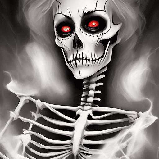 AI generated: Halloween skeleton in the style of artgerm, tim burton, quentin tarentino