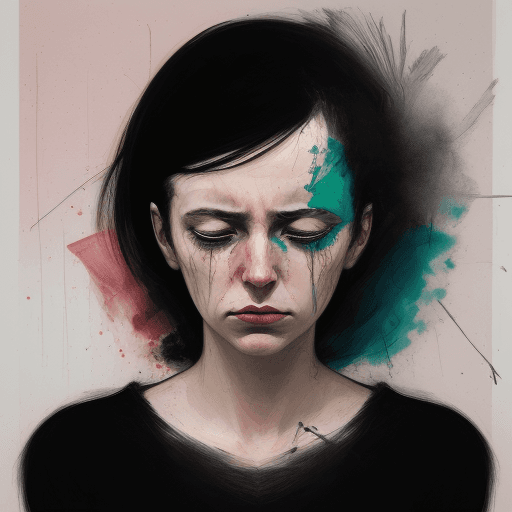 AI generated: Abstract portrait of a woman illustrating the effect of failure
