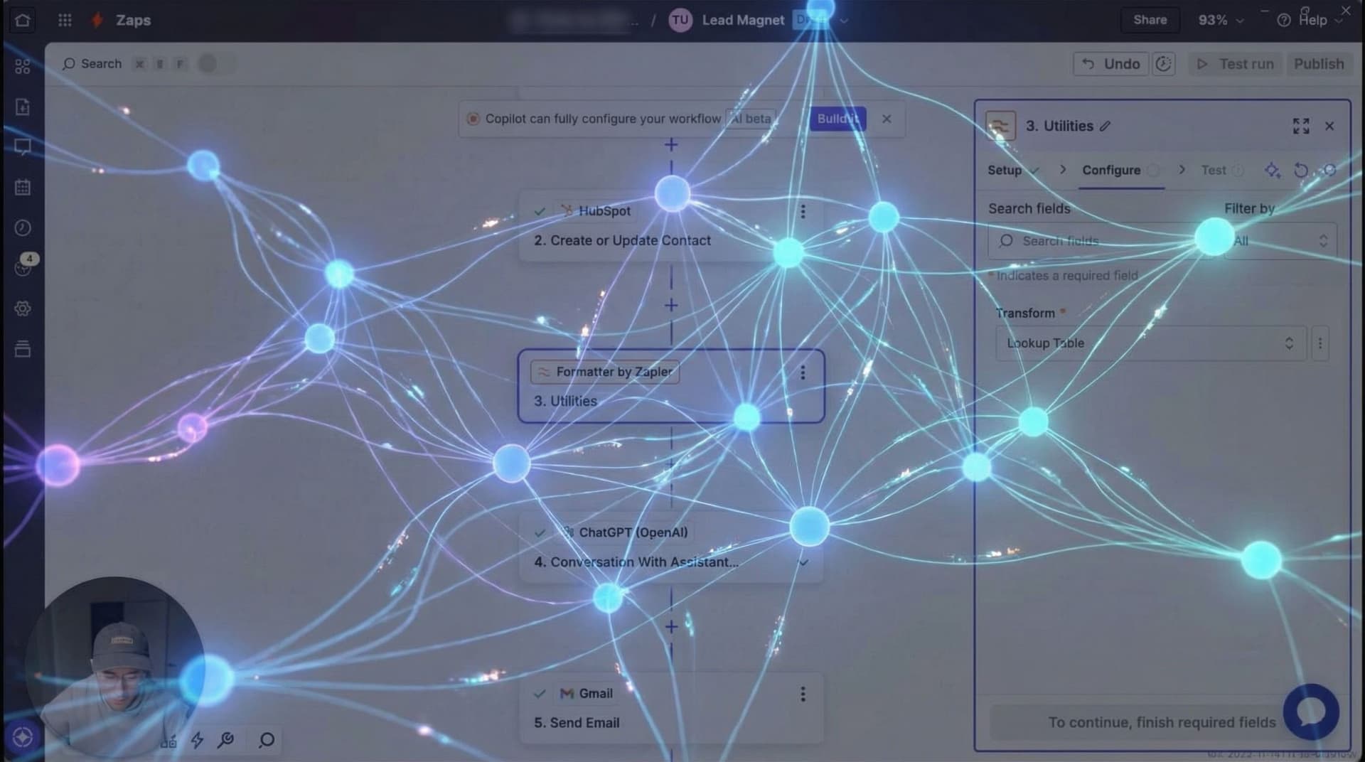 AI generated: Edit the provided image to transform it into a neural network–style visualization. Preserve the main...