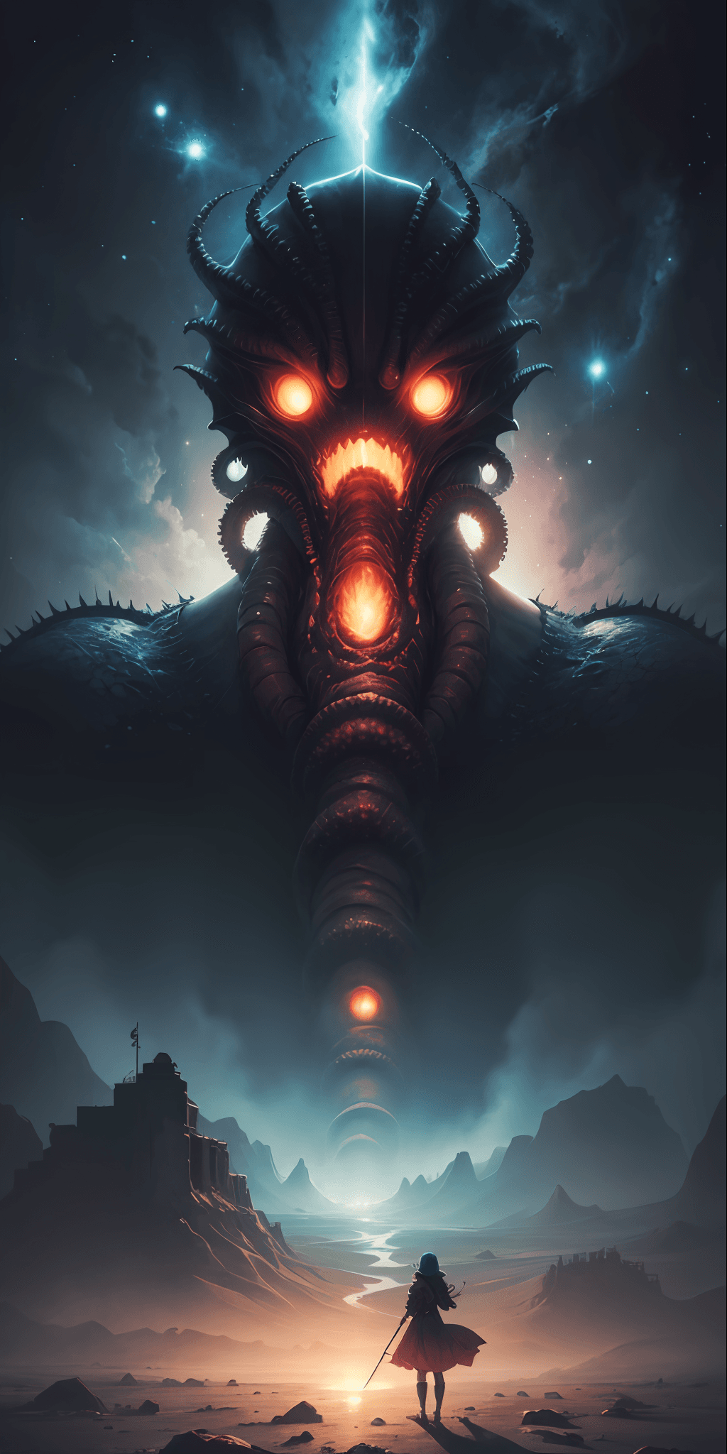AI generated: "Cthulhu, award-winning masterpiece, rendered in anime style with an oil painting effect. The vibran...