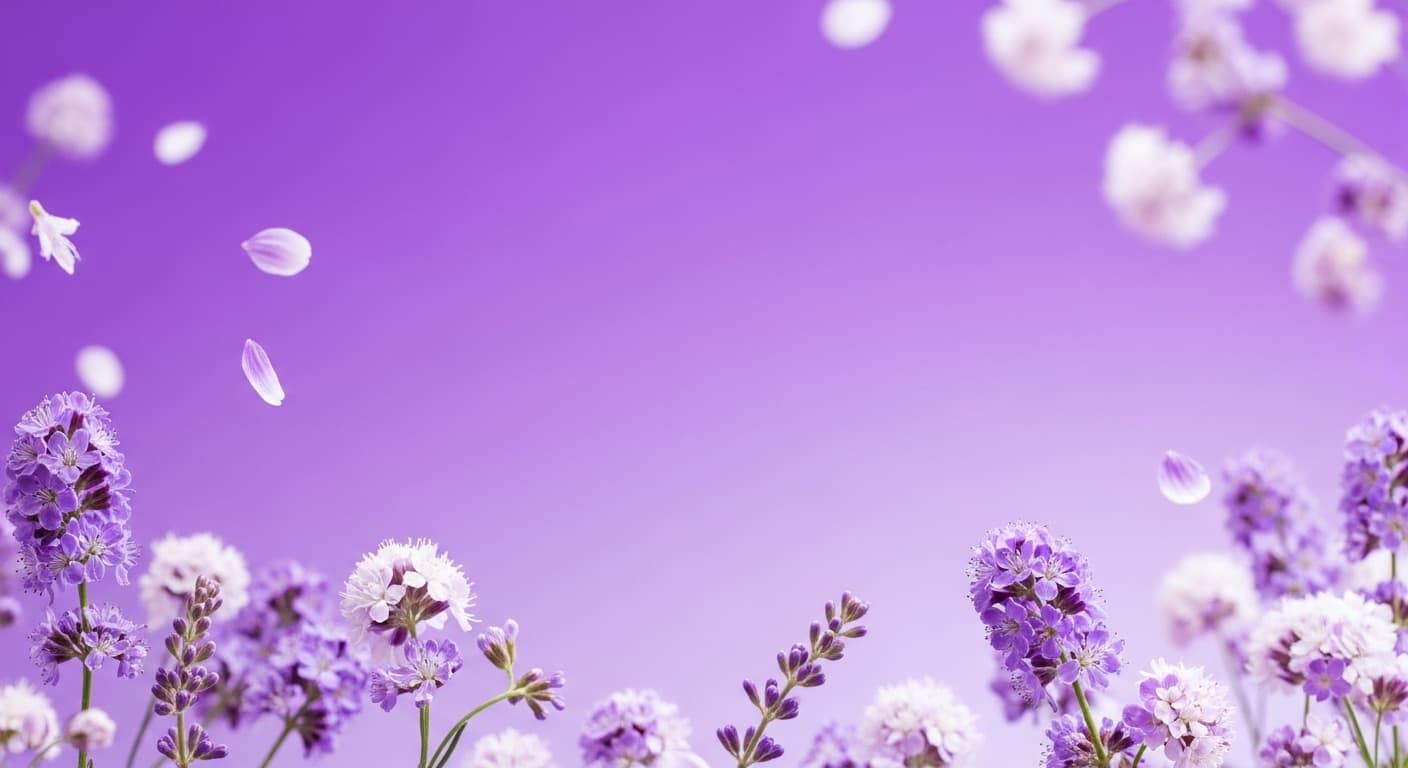 AI generated: A purple aesthetic backround with lavender and white flowers