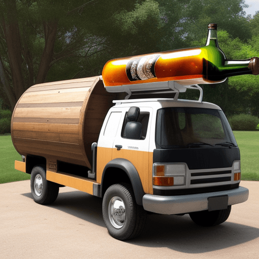 AI generated: horizontal beer bottle vehicle
