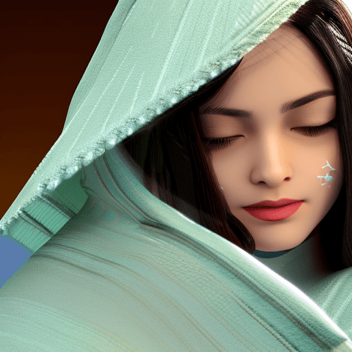 AI generated: Ghost girl, cyan skin, pale eyes, long black hair, white pajamas, close-up portrait cinematic, hyper...