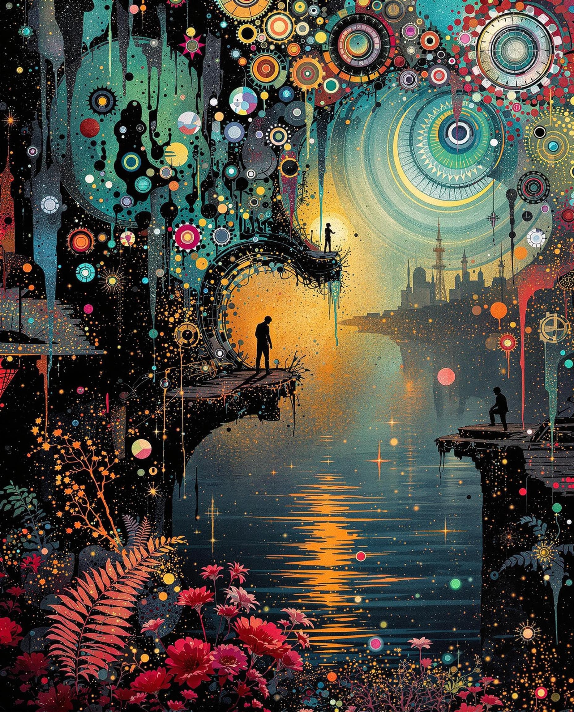 AI generated: Steampunk bio-morphic ethereal glow. Acrylic splash art, opaline pearlescent ink, translucent glaze....