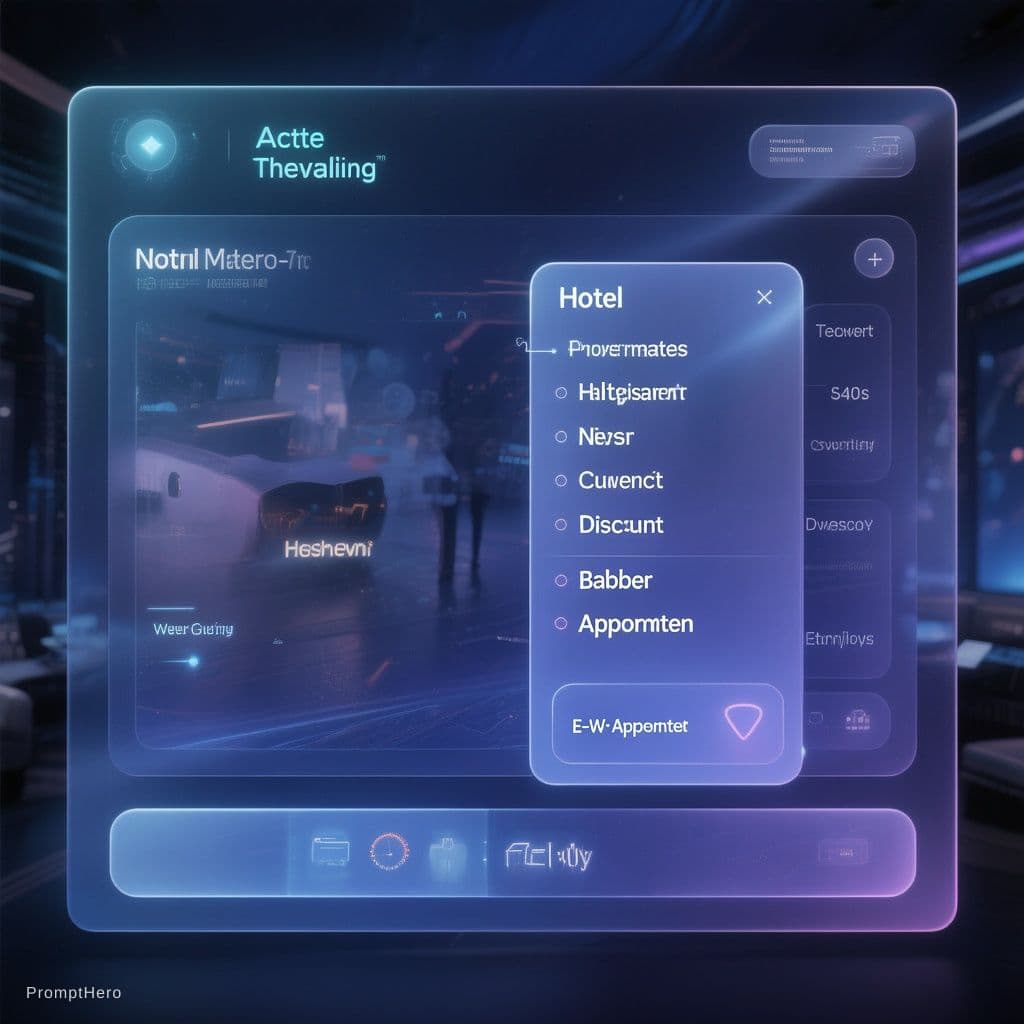 AI generated: Create an image for Ajial Technology: Futuristic interfaces (e.g., a digital hotel guest app with an...