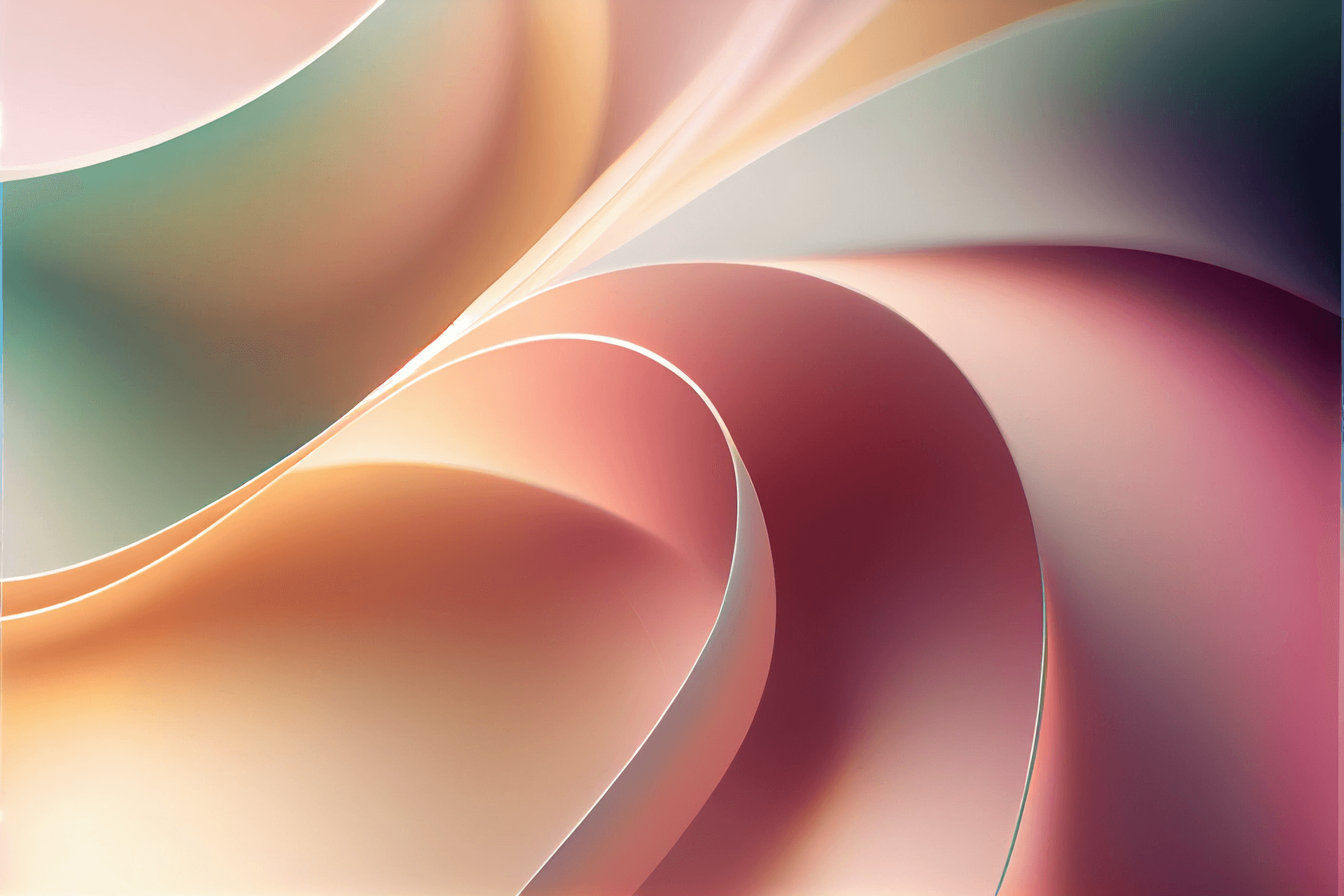 AI generated: Minimalistic wallpaper for MacOS, overlapping translucent plastic, parabolic curves, shallow depth o...