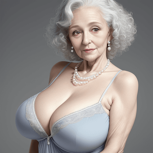 AI generated: Beautiful elderly woman, cute,sexy,55 years old,,sexy,Wear a pearl necklace, old woman,Big saggy Bre...
