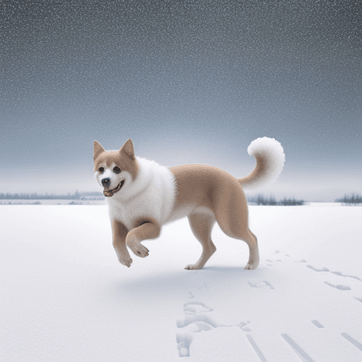 AI generated: chien dans la neige, il y a des aurores boreal dans le ciel