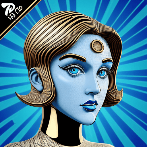 AI generated: doodle art 3D, in the style of pop art-inspired portraits, interference patterns, light sky-blue and...
