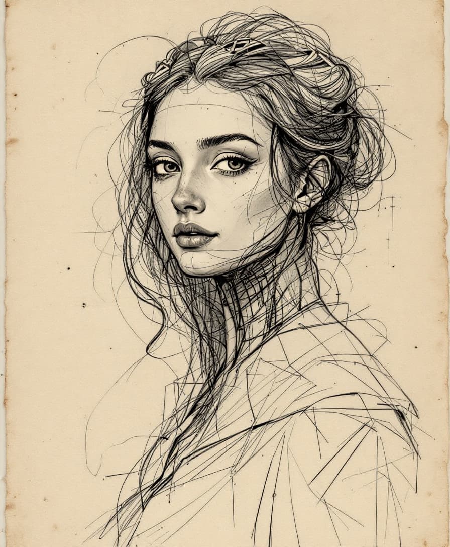 AI generated: A Renaissance drawing by the artist Leonardo da Vinci, carefully made in the laboratory studio on pa...
