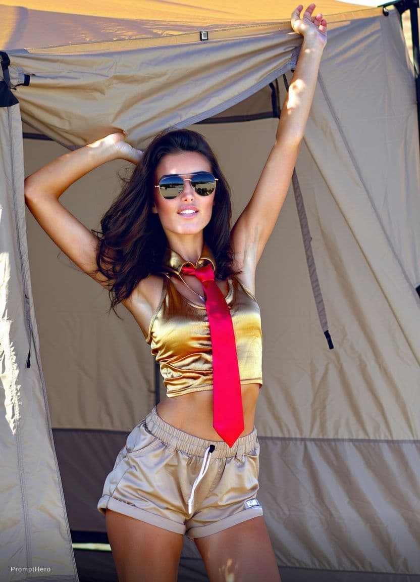AI generated: A stunningly beautiful girl with dark, long wavy hair, wearing stylish aviator sunglasses, wearing a...