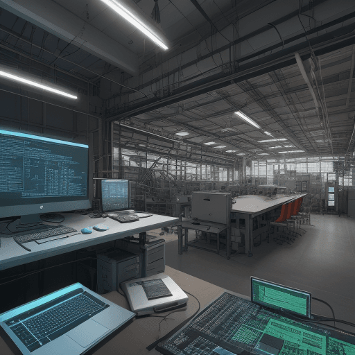 AI generated: Crea una imagen que fusione el trabajo de programador e ingeniero industrial