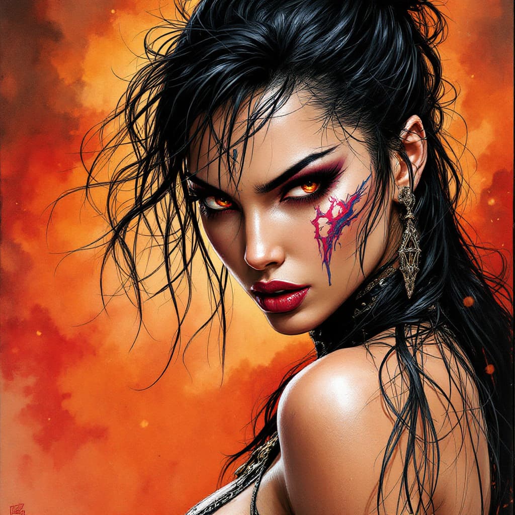 AI generated: kitana from mortal kombat in romaine empire stylish, hyperrealistic, superdetailed, full of lofty id...