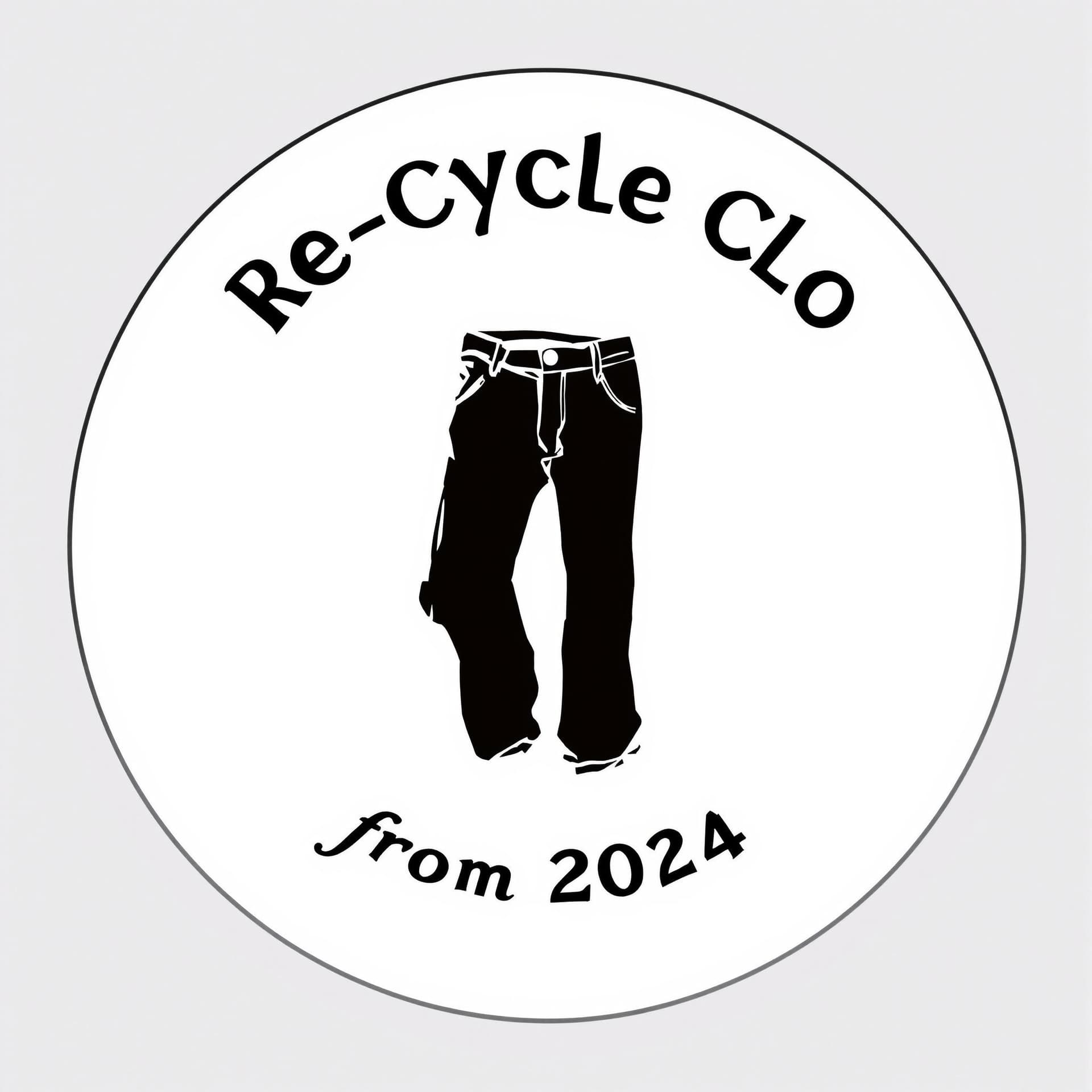 AI generated: Create a circular logo in black and white. In the center there should be a silhouette of jeans, made...