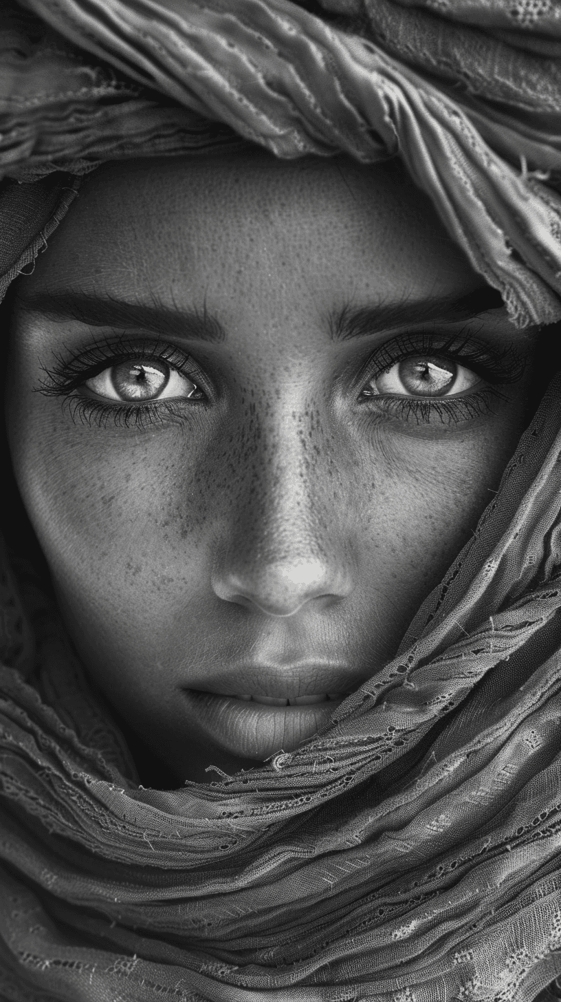 AI generated: a portrait of natural beauty, Rustafari, black and white, high quality photograph --chaos 25 --ar 9:...