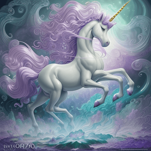 AI generated:  A captivating unicorn with emerald mane and gleaming amethyst scales detailed with delicate floral ...
