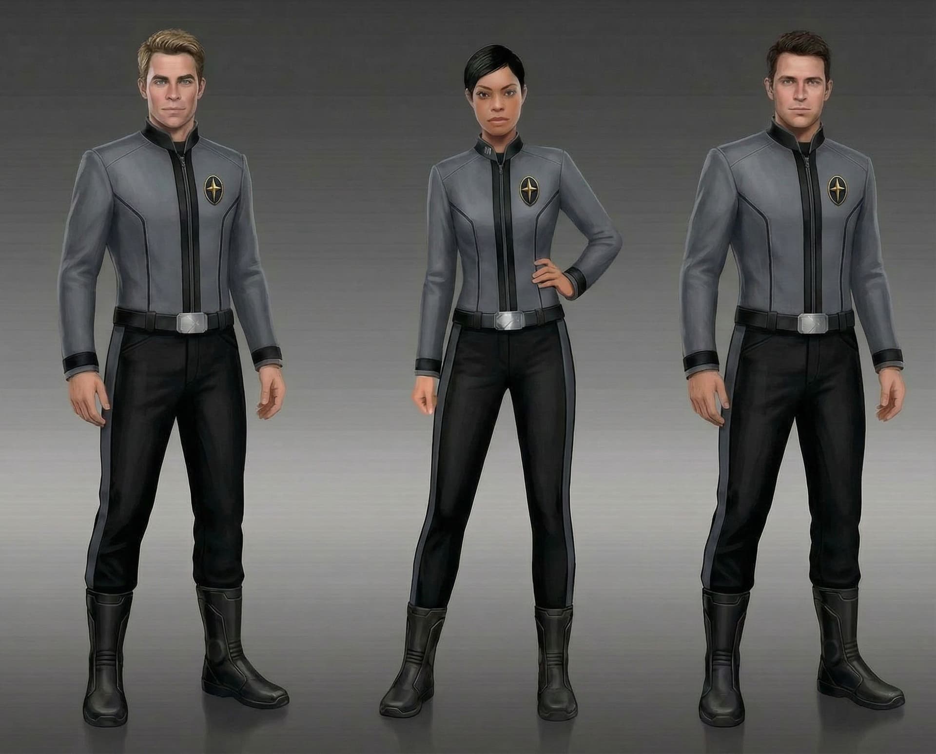 AI generated: Create a Sci-Fi uniform with a badge. Use the reference image one as the badge, and place the badge ...