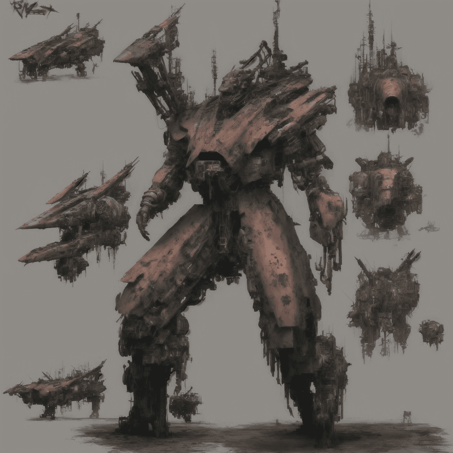 AI generated: heavy fighter, concept art, rust punk, cyberpunk, horror, neon, highly detailed