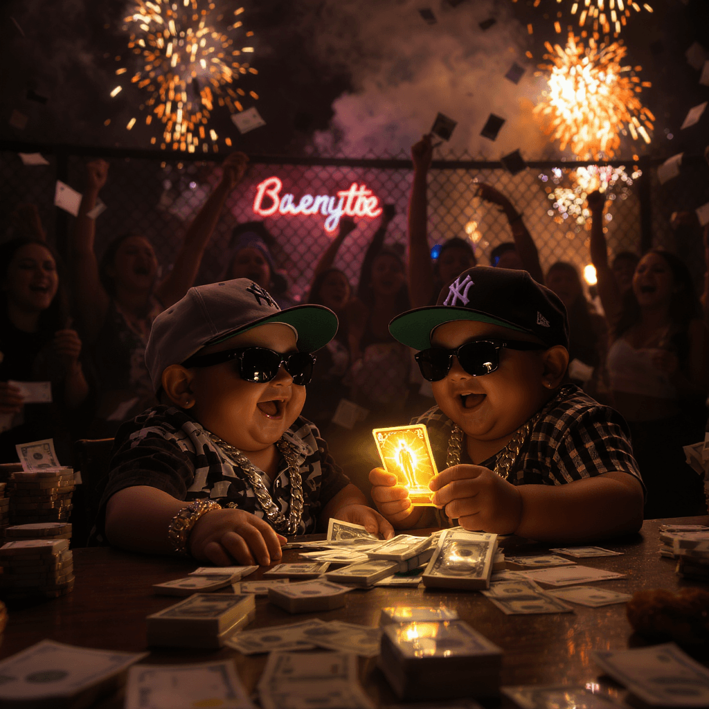 AI generated: TWO LITTLE FAT MEXICAN WHITE 4 YEAR OLD BABYBOYS WITH SUNGLASSES  SITTING ON THE TABLE, FULL OF JOY,...