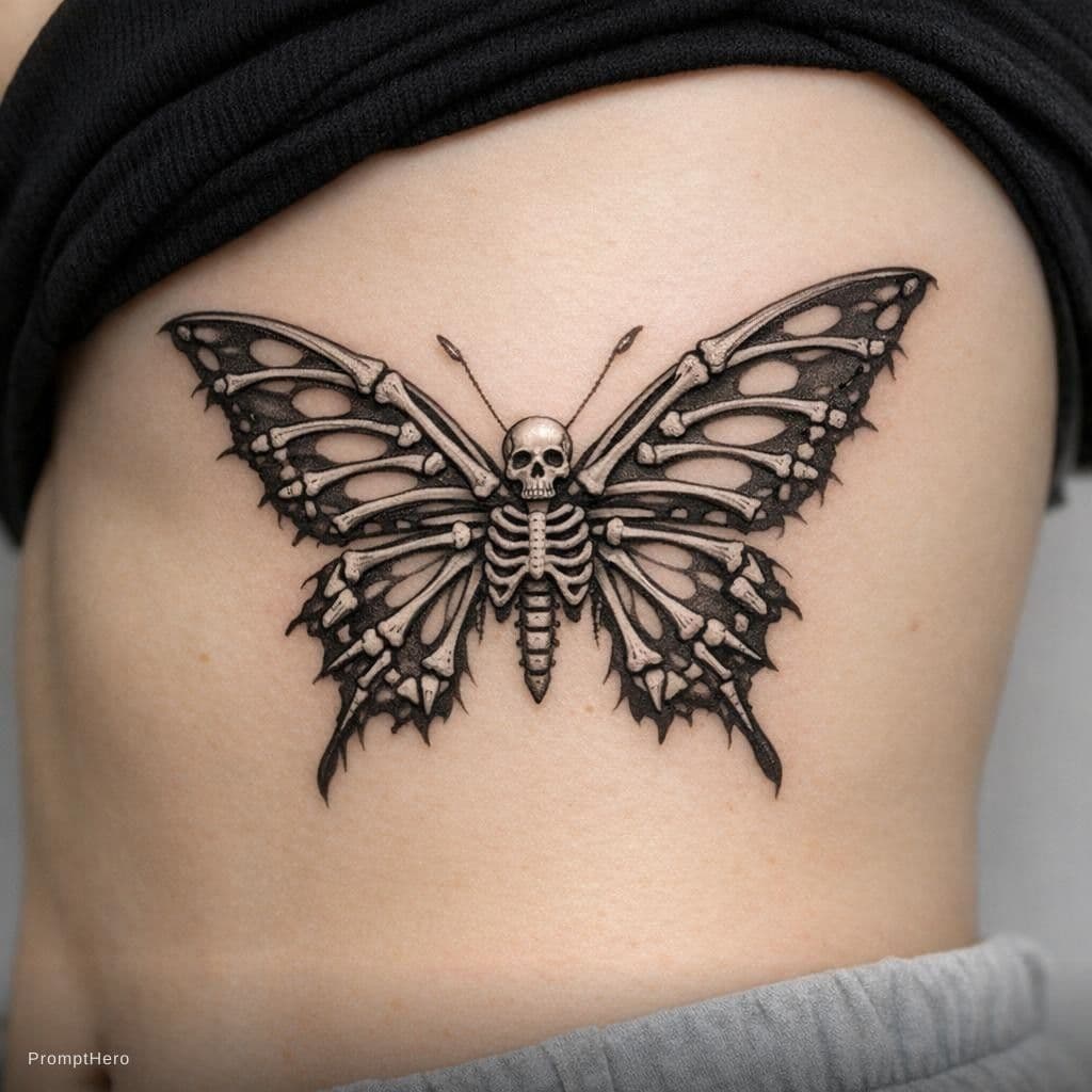 AI generated: Skeletal butterfly for rib