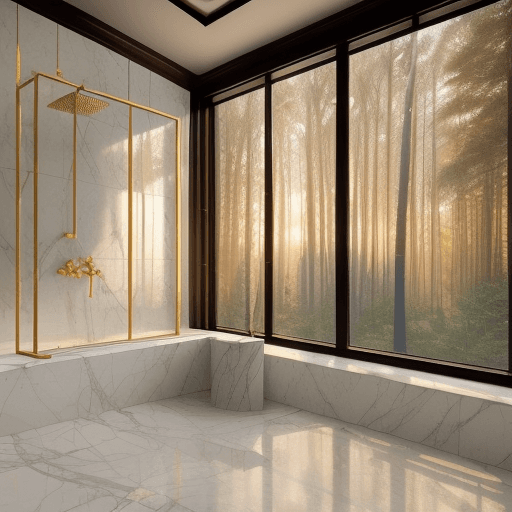 AI generated: Generate a stable diffusion image capturing the opulent beauty of a spacious shower adorned with mar...