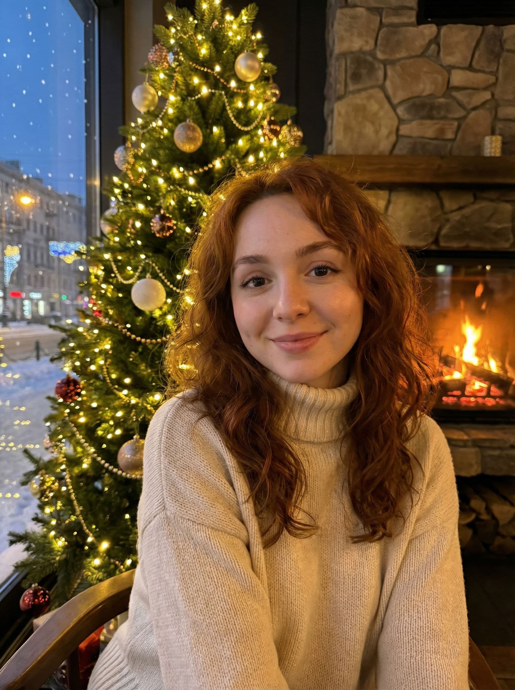 AI generated: Use the uploaded photo of a red-haired girl as the main reference for face and proportions.
Christma...