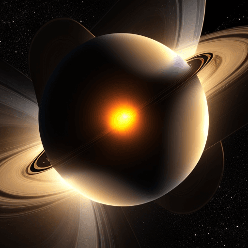 AI generated: Planet Saturn, ruling over the chaos of the cosmos. Fire erupting from black holes and aliens erupti...