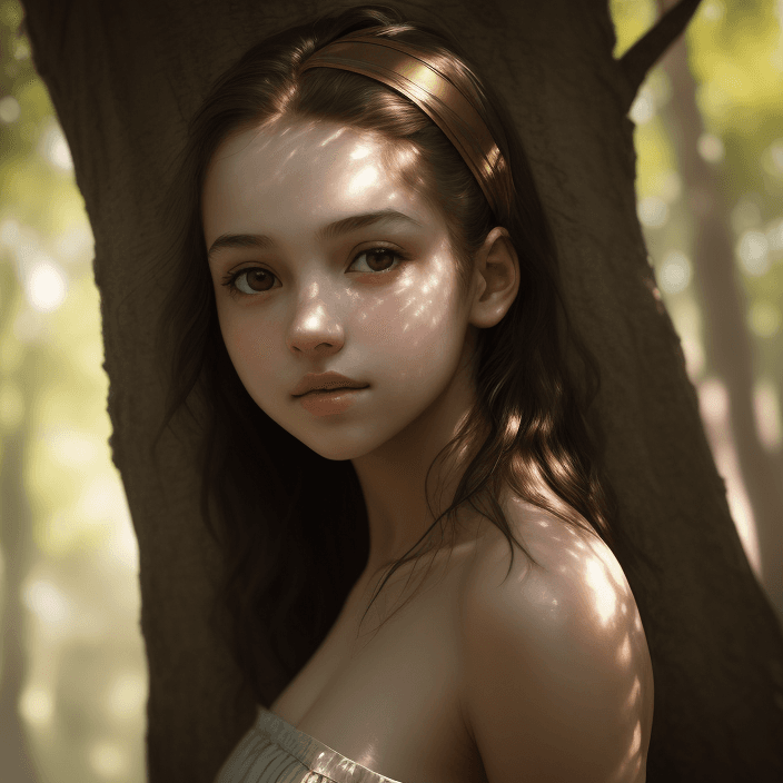 AI generated: Girl - portrait - photo
daylight - tree -Rembrandt Light
Beautiful-shiny skin-day light-Shiny skin w...