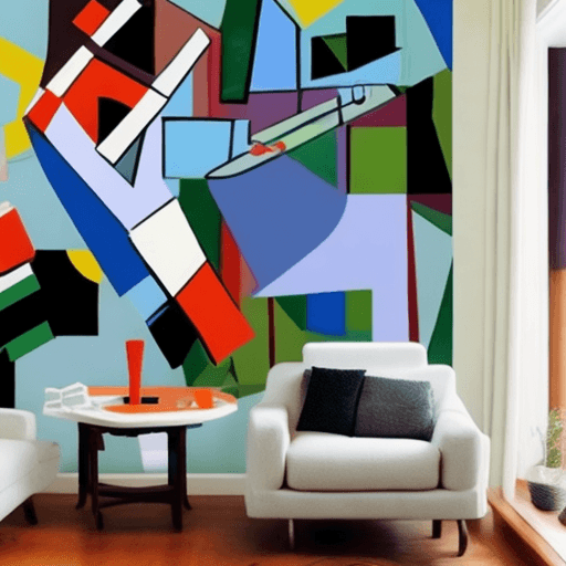 AI generated: create mural using remote controls, use Picasso cubism 