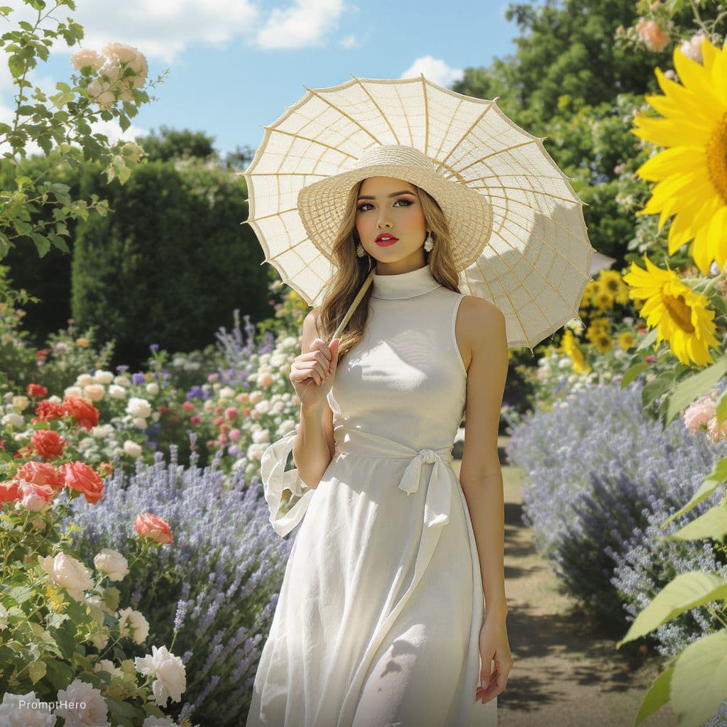 AI generated: woman is showing her beuatiful tits in the garden, horny, sexy, realistic