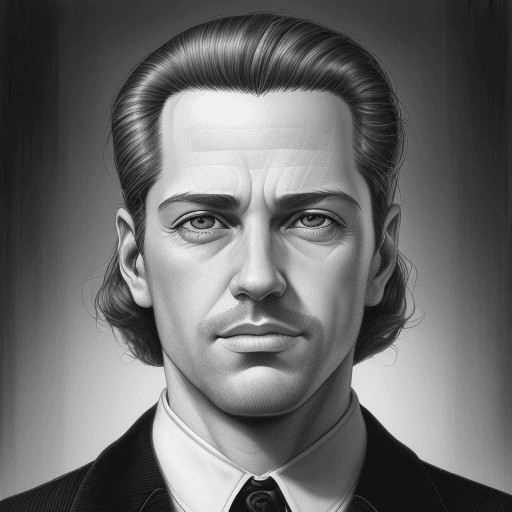 AI generated: portrait of a 30 year man, 30s style, hyper realistic, box,
black and white drawing, digital paintin...