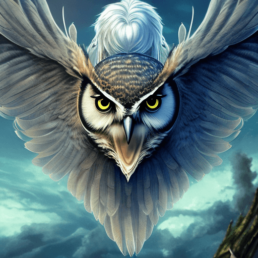 AI generated: An owl in the style of attack on titans, anime, white background mdjrny-v4 style