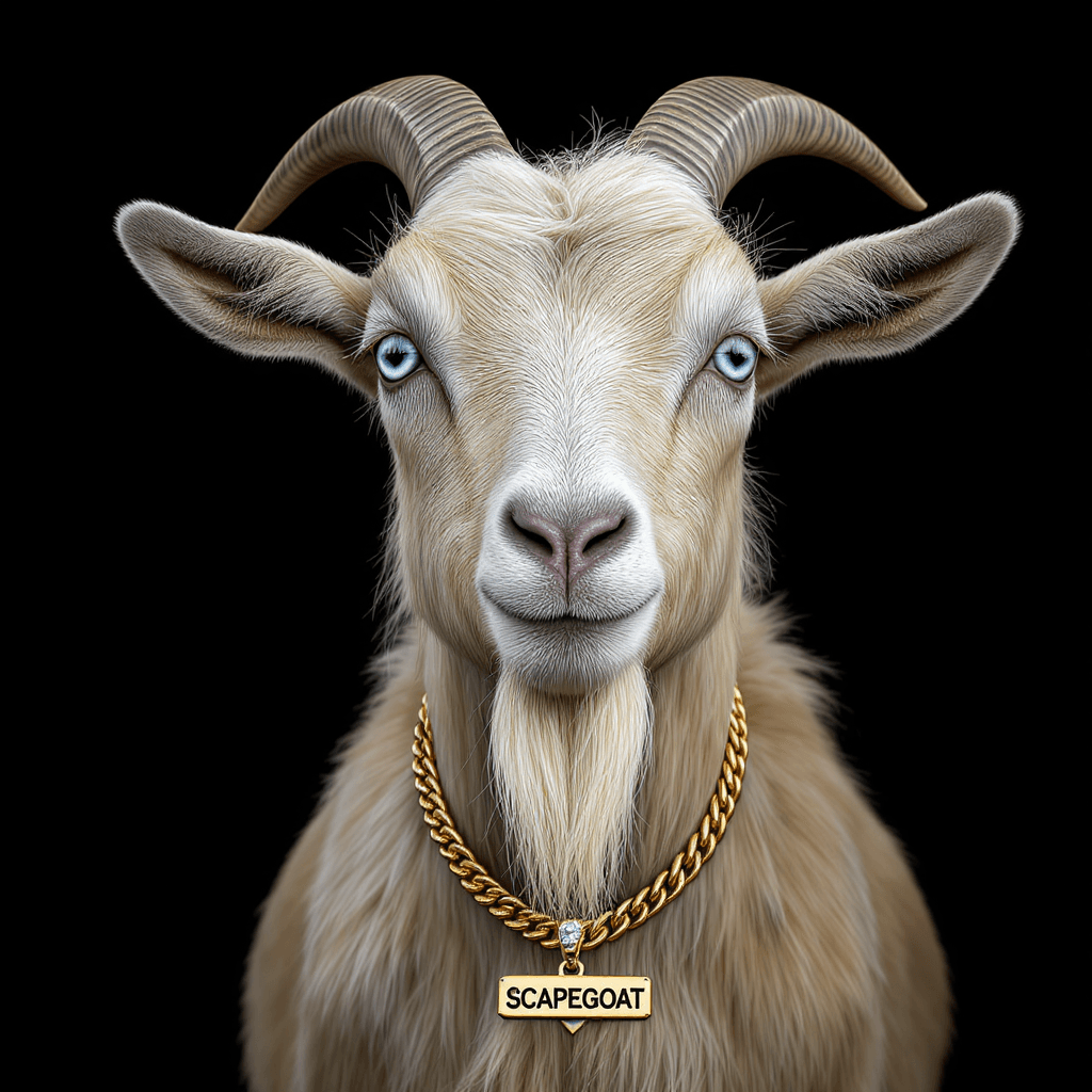 AI generated: create a high-resolution image of AN URBAN BLOND HAIRED goat and detail the animal's characteristics...