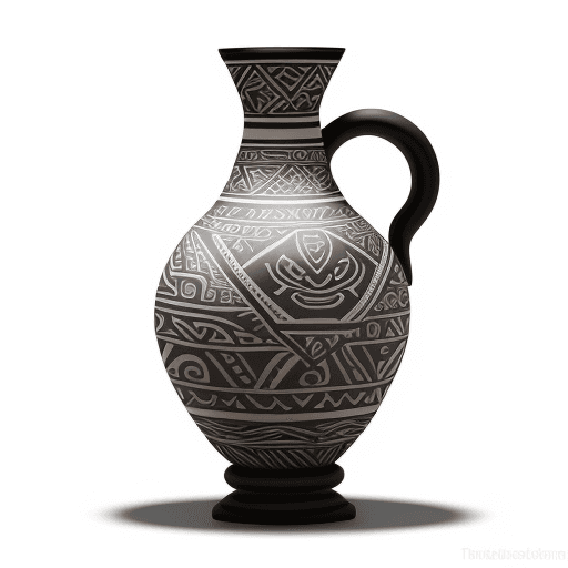AI generated: Tattoo Polynesian style, pouring amphora design, white background, --no skin --no people 